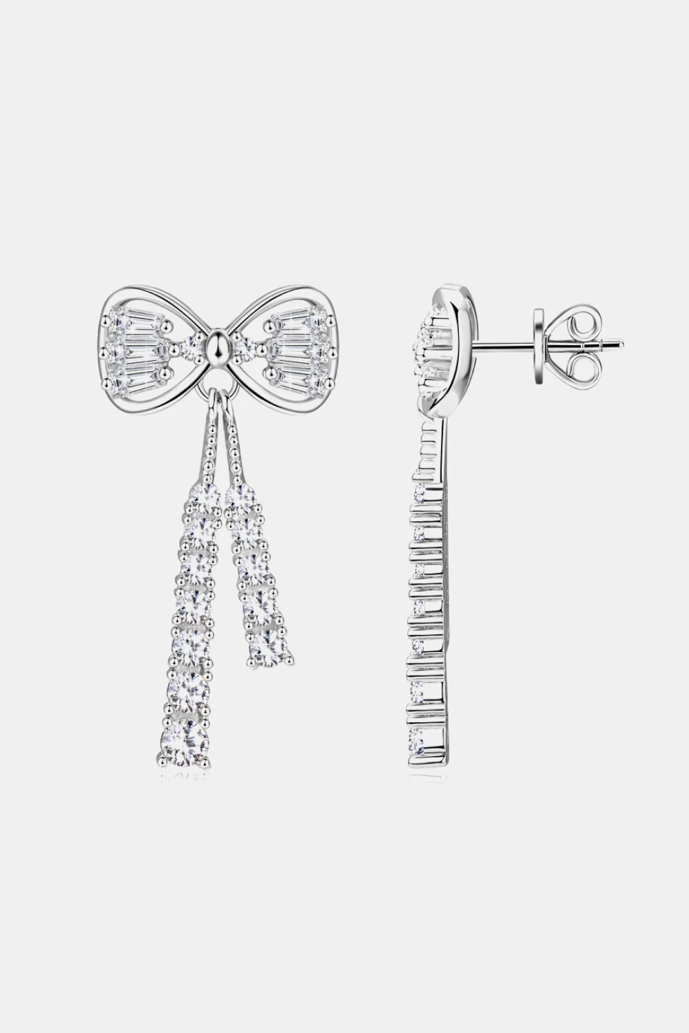 1.12 Carat Moissanite 925 Sterling Silver Bow Earrings - Image 6