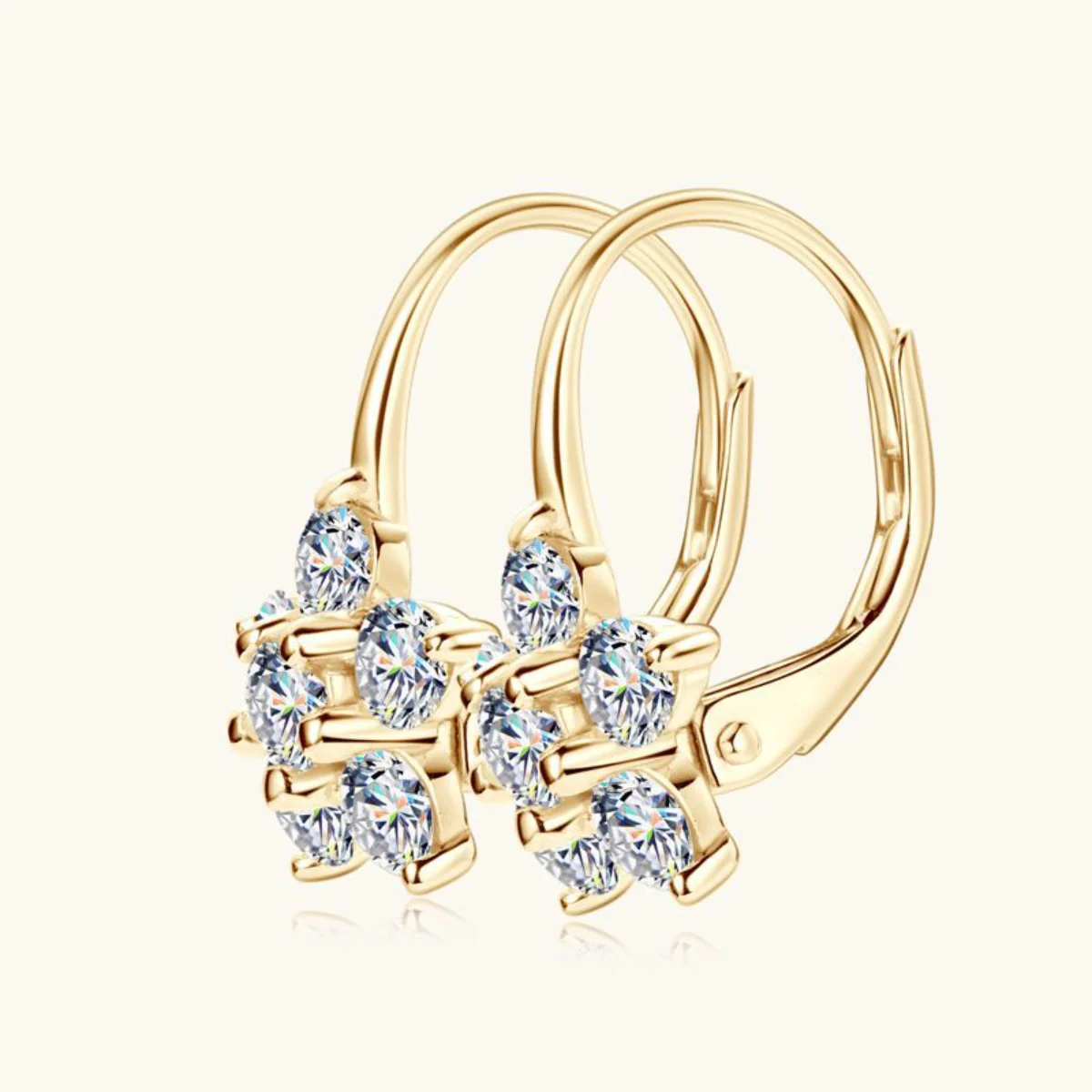 1.2 Carat 925 Sterling Silver Moissanite Flower Huggie Earrings - Image 3