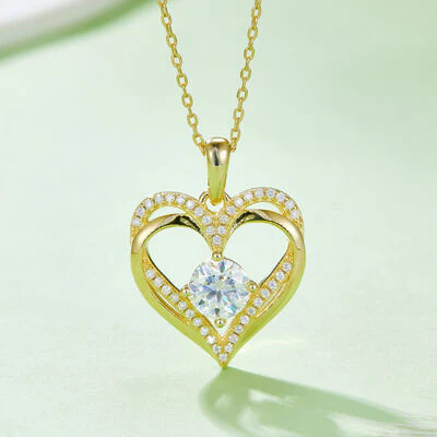 1.2 Carat Moissanite 925 Sterling Silver Heart Necklace - Image 2