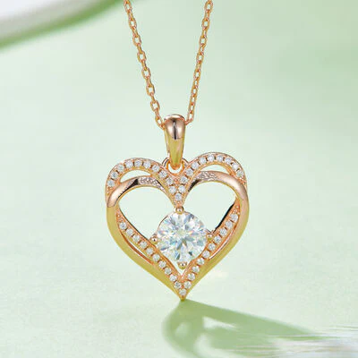 1.2 Carat Moissanite 925 Sterling Silver Heart Necklace - Image 4
