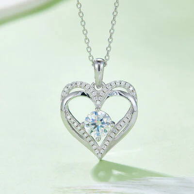 1.2 Carat Moissanite 925 Sterling Silver Heart Necklace - Image 6
