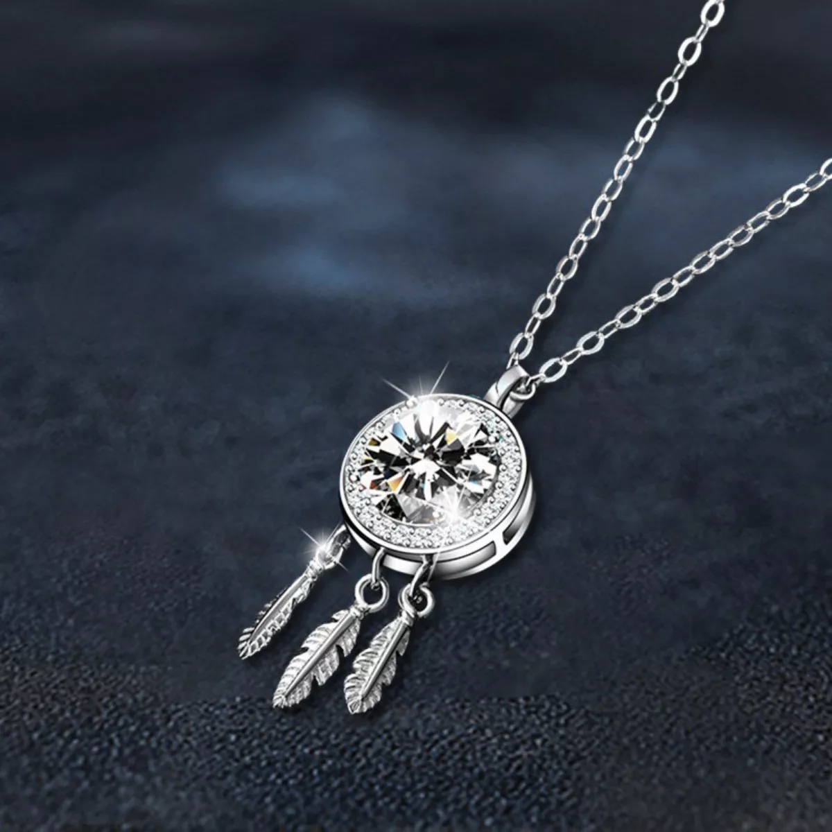 1 Carat Moissanite 925 Sterling Silver Dreamcatcher Pendant Necklace - Image 3