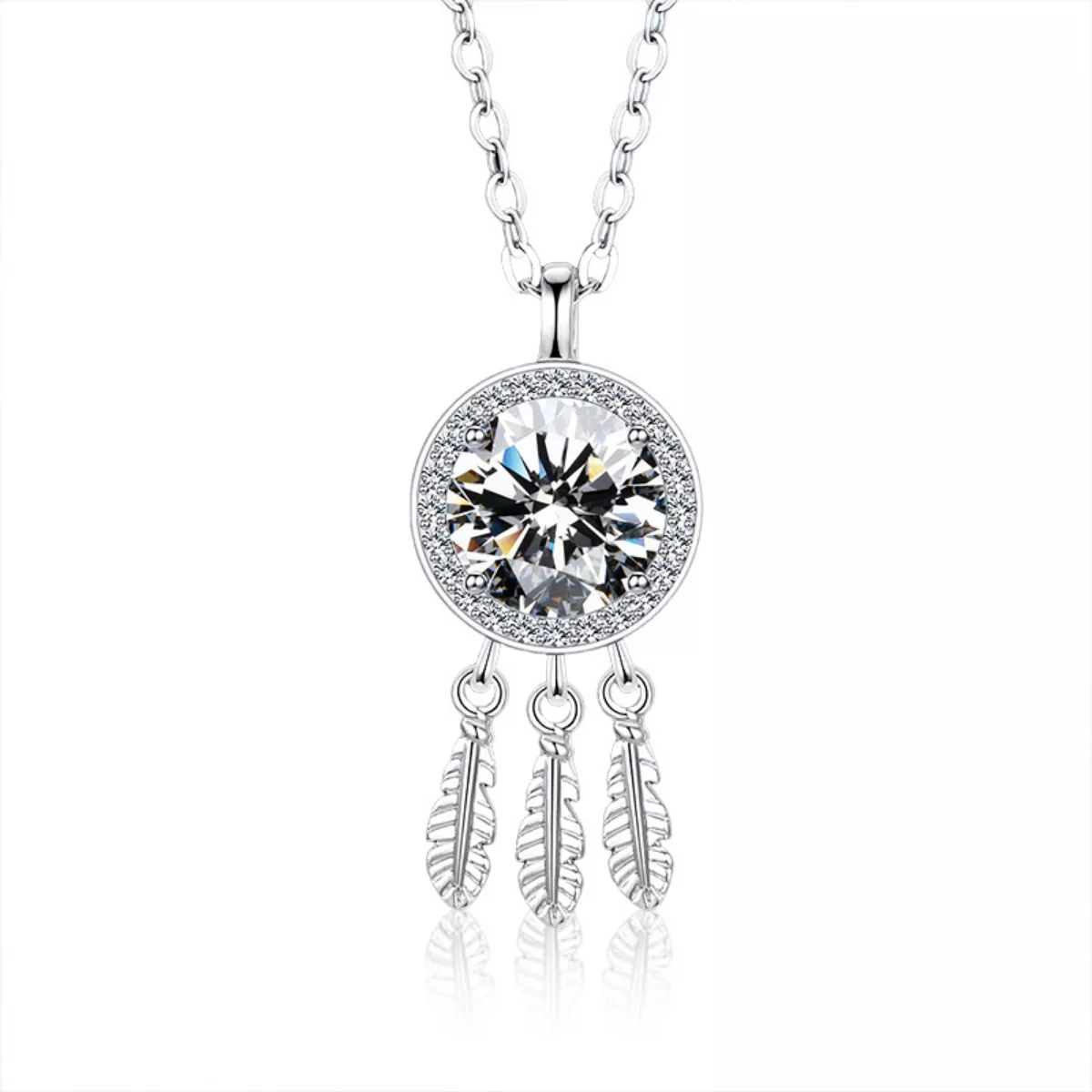 1 Carat Moissanite 925 Sterling Silver Dreamcatcher Pendant Necklace - Image 4