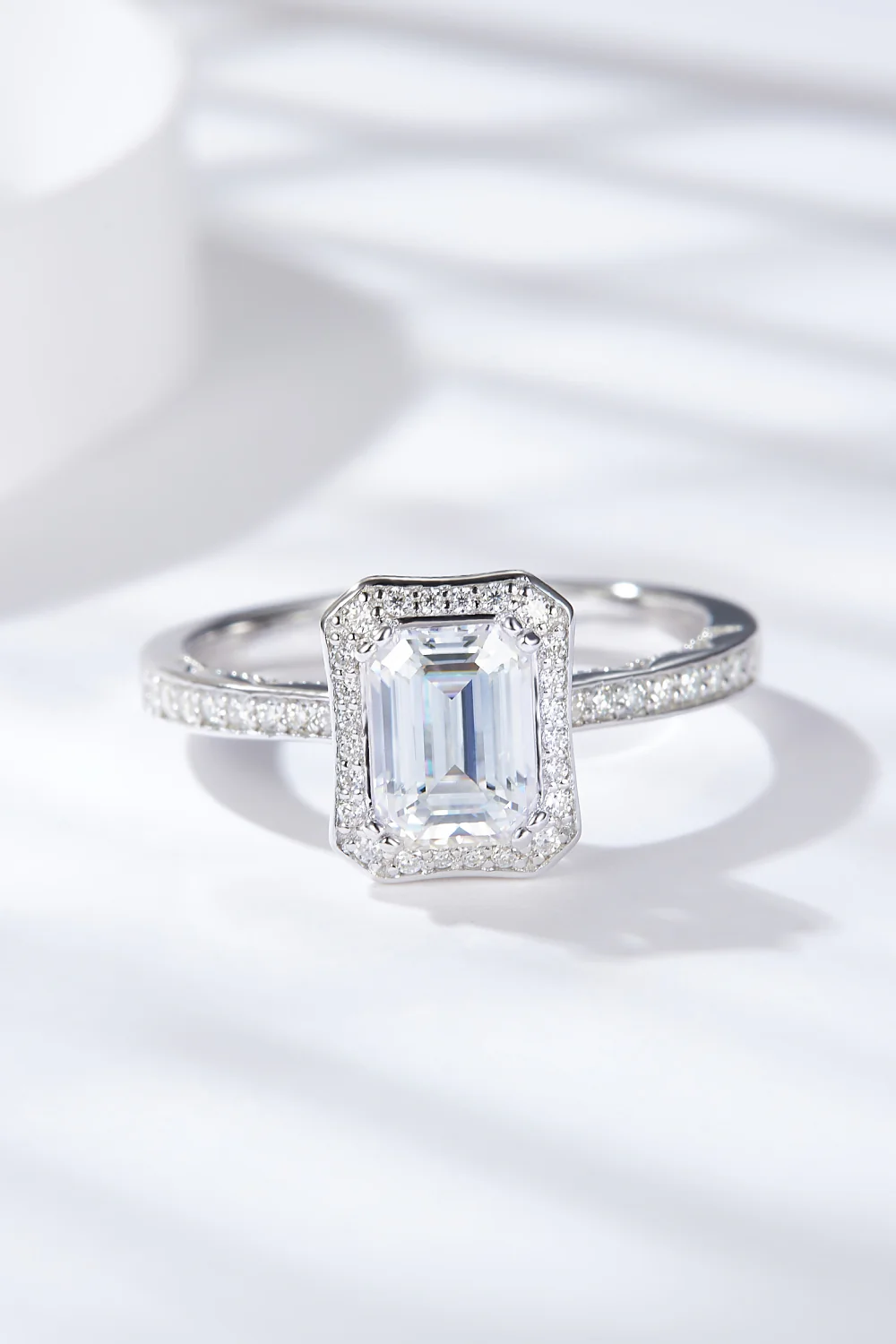 1 Carat Moissanite 925 Sterling Silver Halo Ring