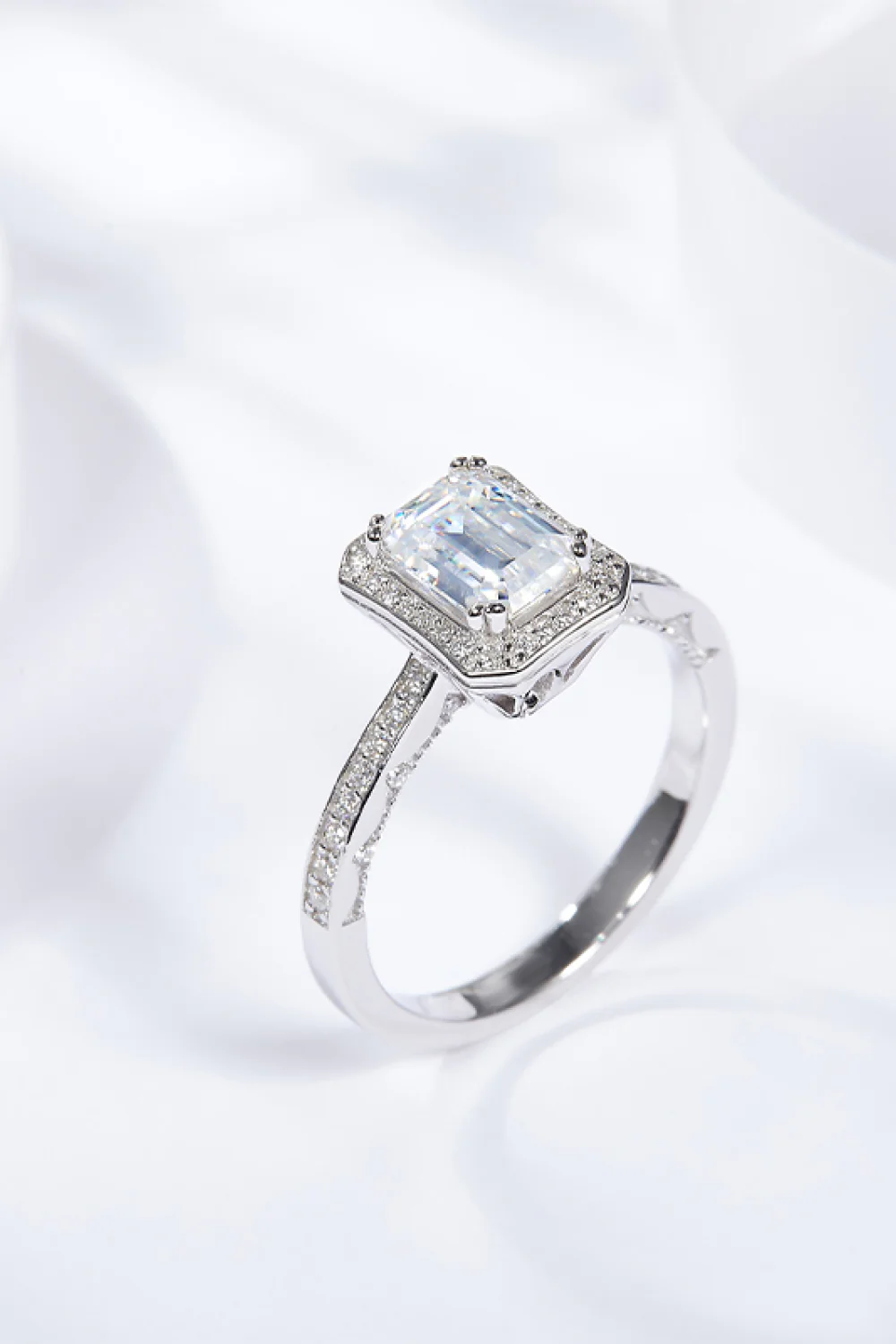 1 Carat Moissanite 925 Sterling Silver Halo Ring - Image 2