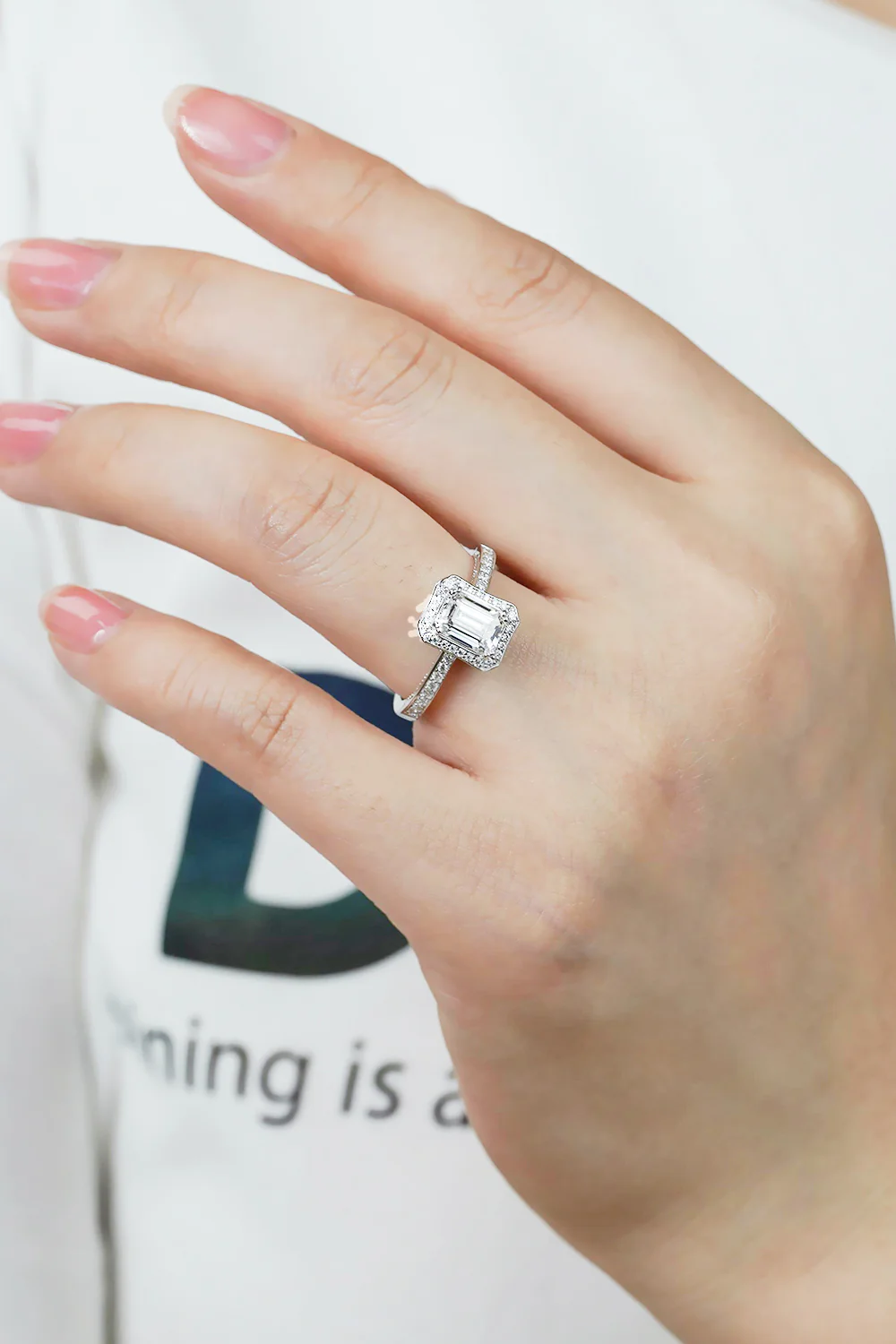 1 Carat Moissanite 925 Sterling Silver Halo Ring - Image 3