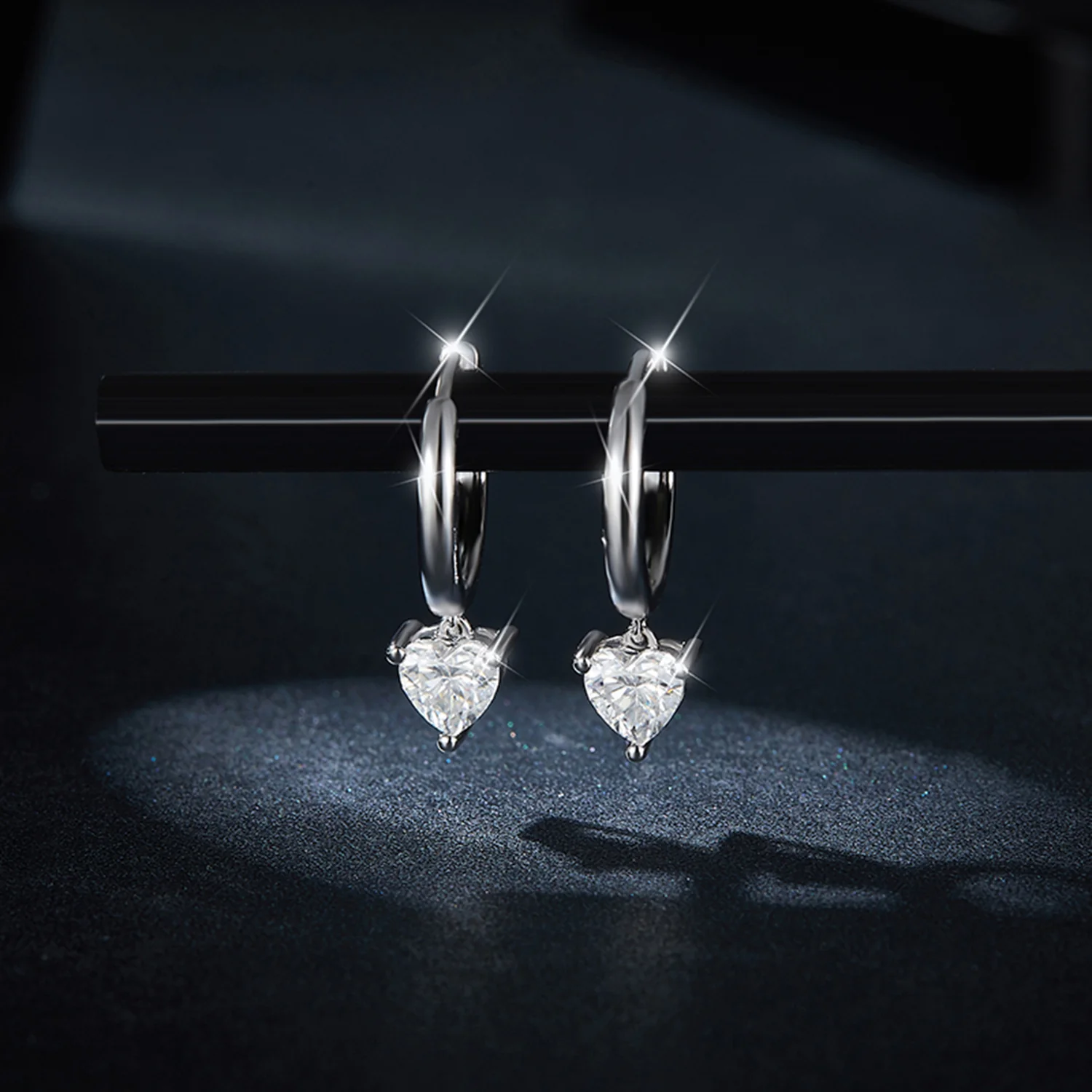 1 Carat Moissanite 925 Sterling Silver Heart Earrings - Image 3