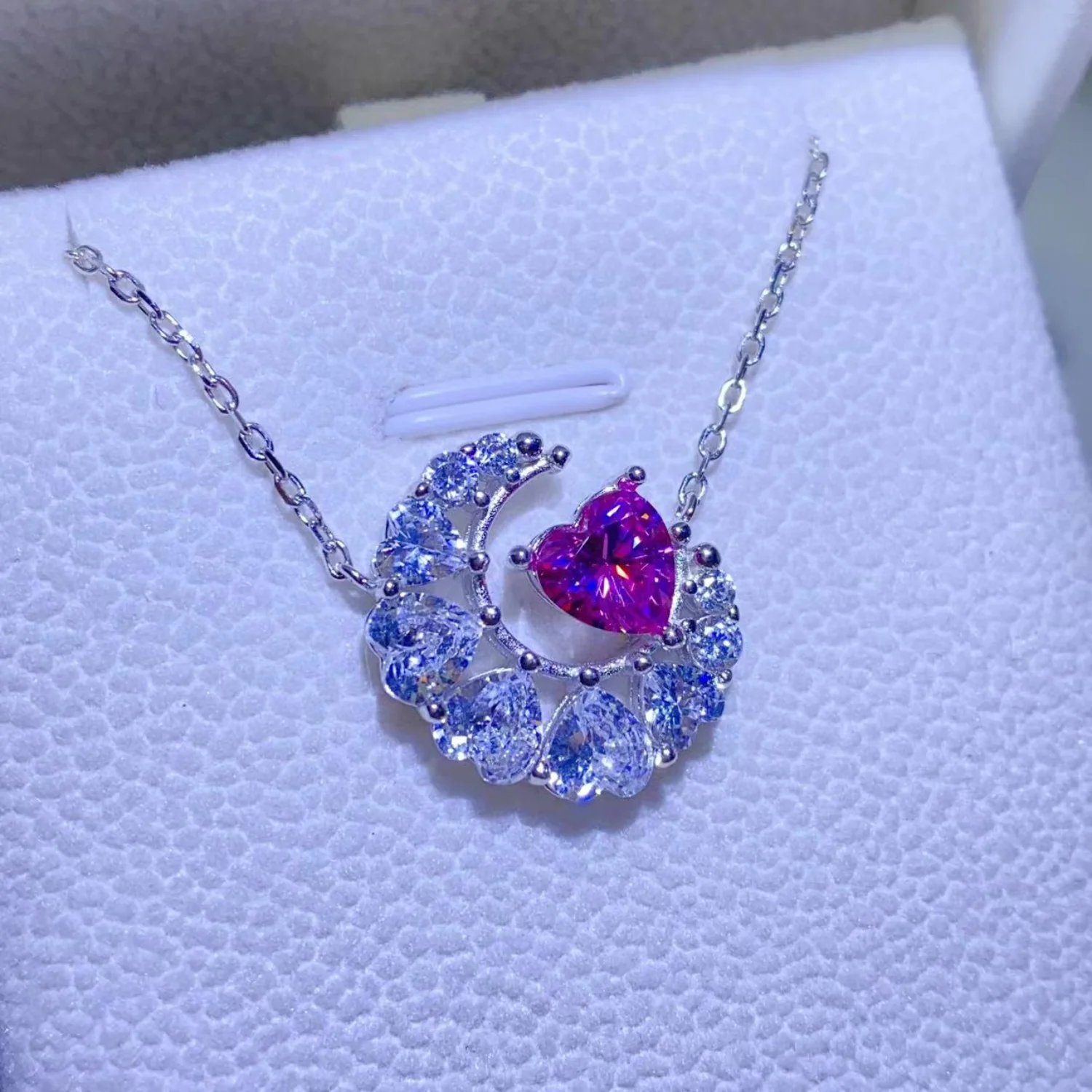 1 Carat Moissanite 925 Sterling Silver Heart Necklace - Image 2