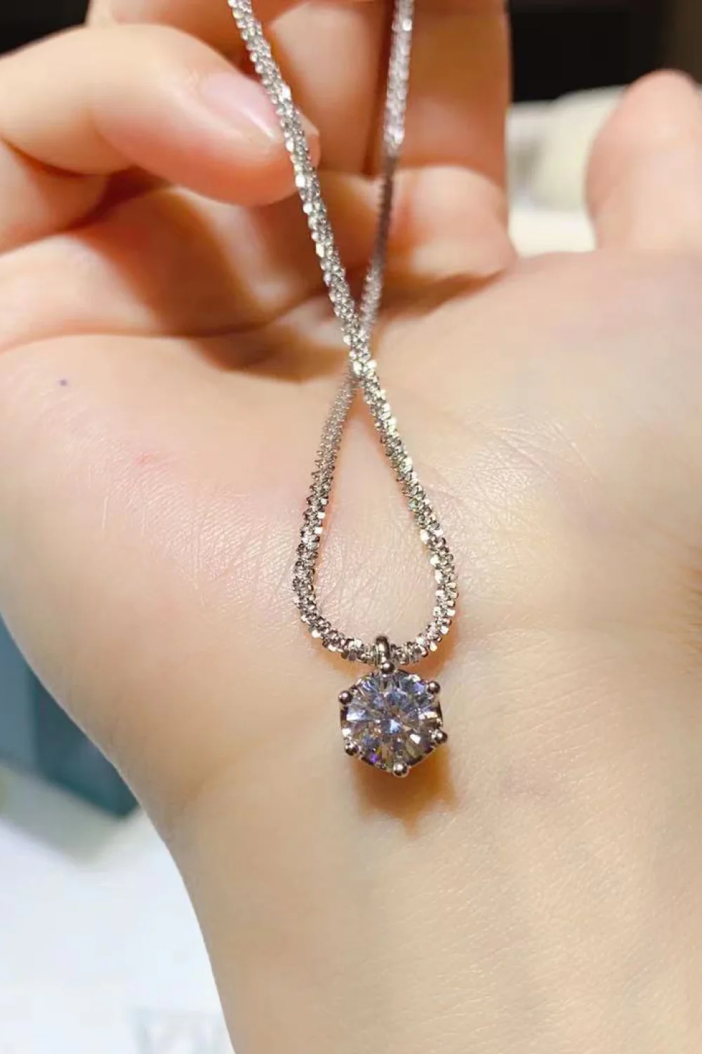 1 Carat Moissanite 925 Sterling Silver Necklace - Image 4