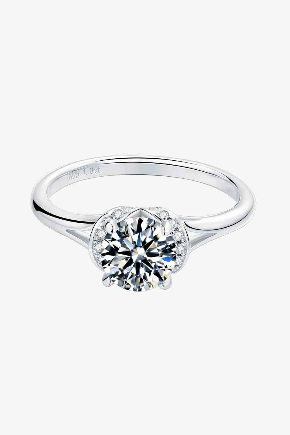 1 Carat Moissanite 925 Sterling Silver Split Shank Ring - Image 2