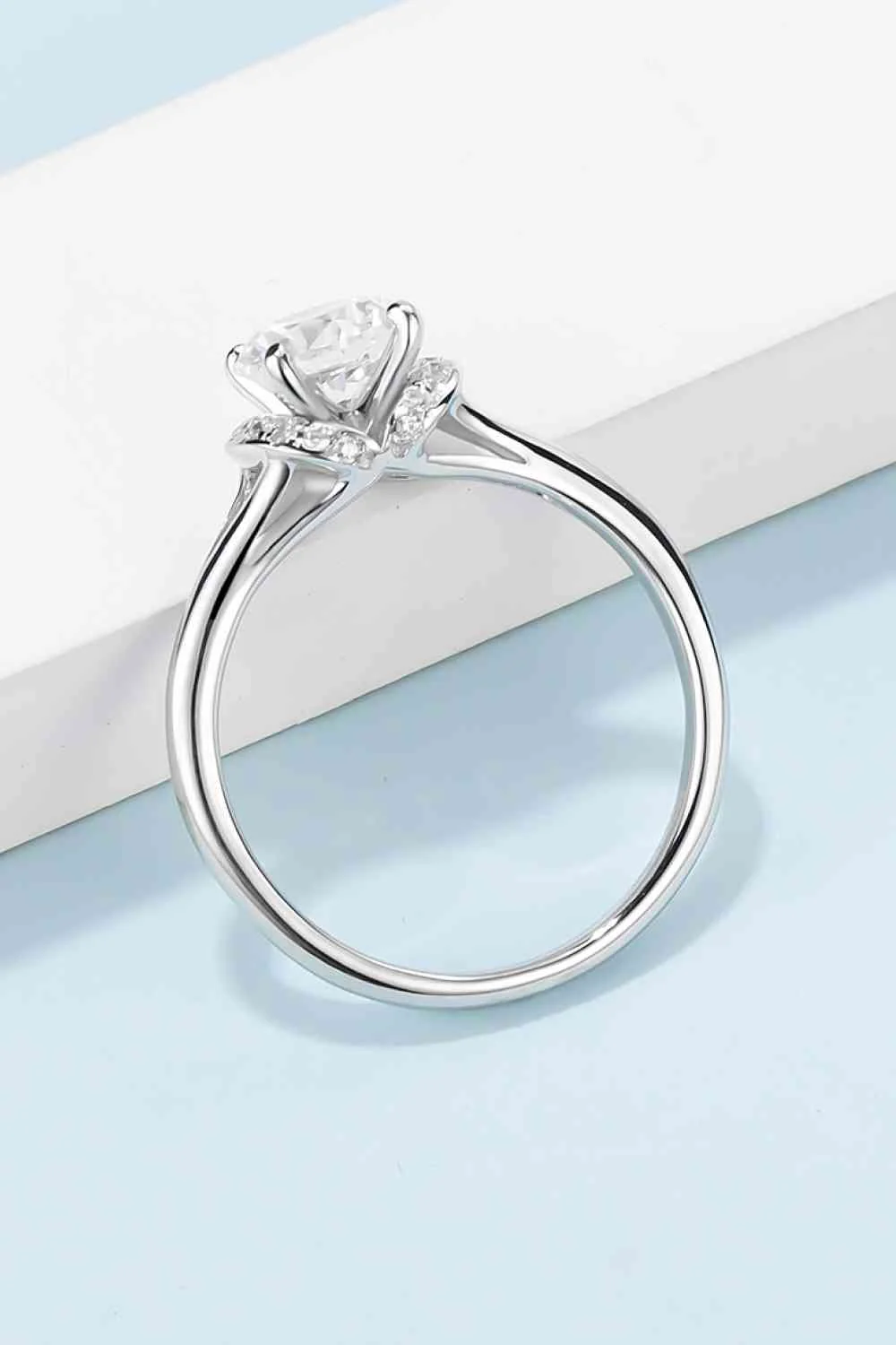 1 Carat Moissanite 925 Sterling Silver Split Shank Ring - Image 5