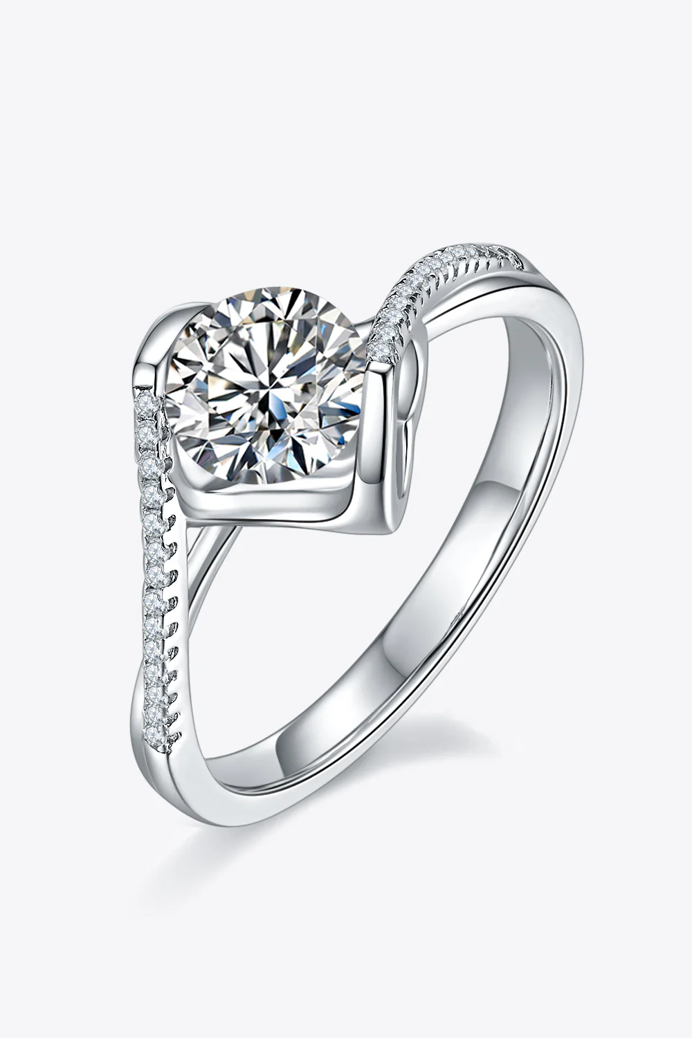 1 Carat Moissanite 925 Sterling Silver Twisted Ring - Image 4