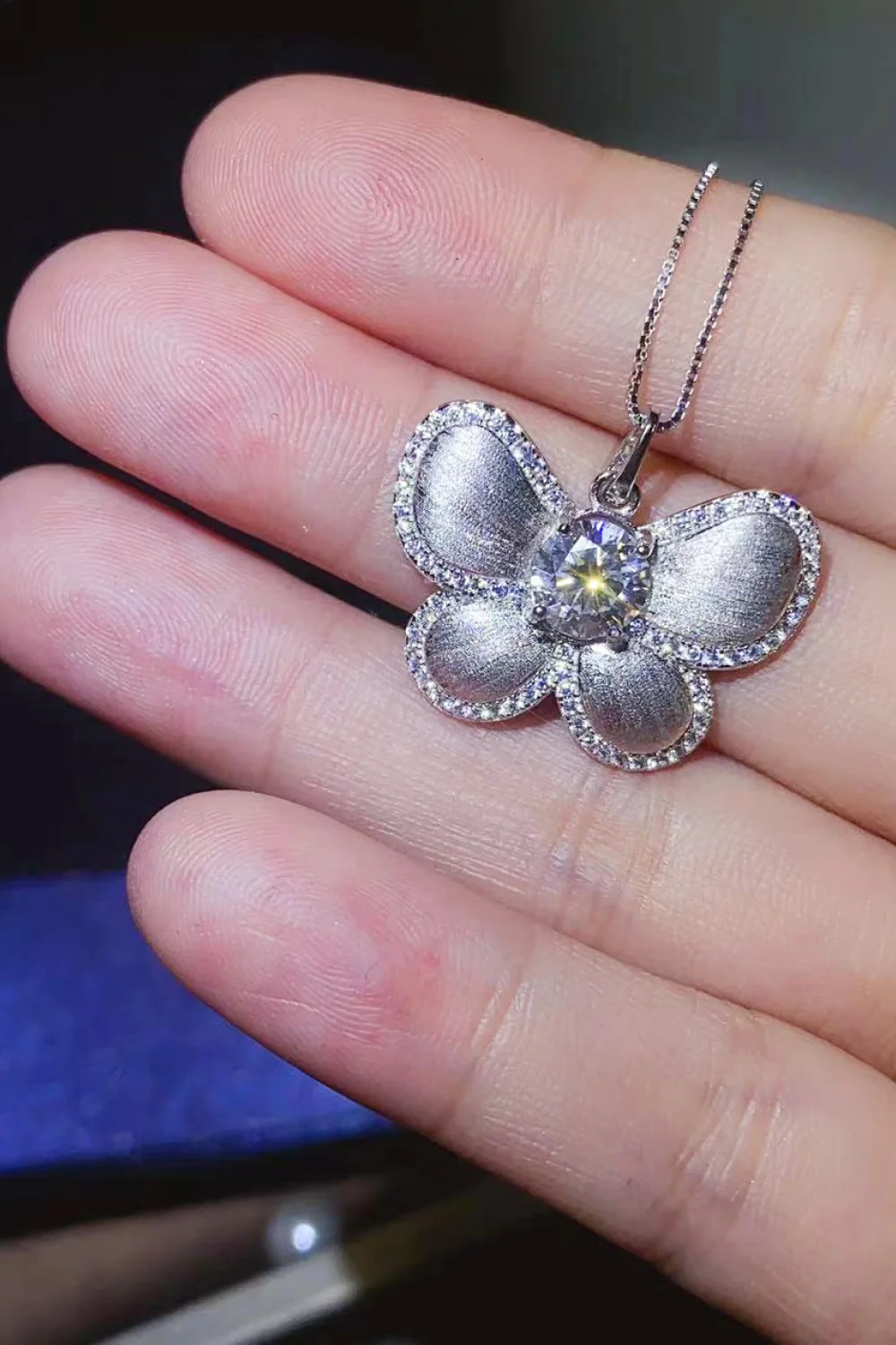 1 Carat Moissanite Butterfly Pendant Necklace - Image 8