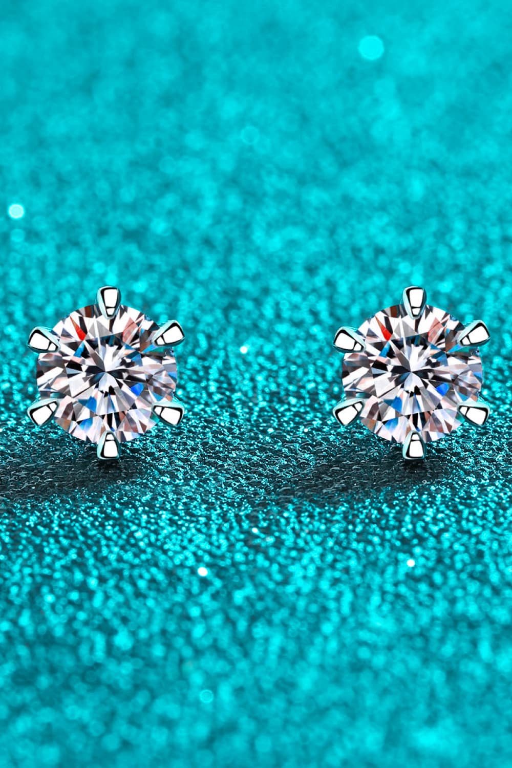 1 Carat Moissanite Rhodium-Plated Stud Earrings - Image 3