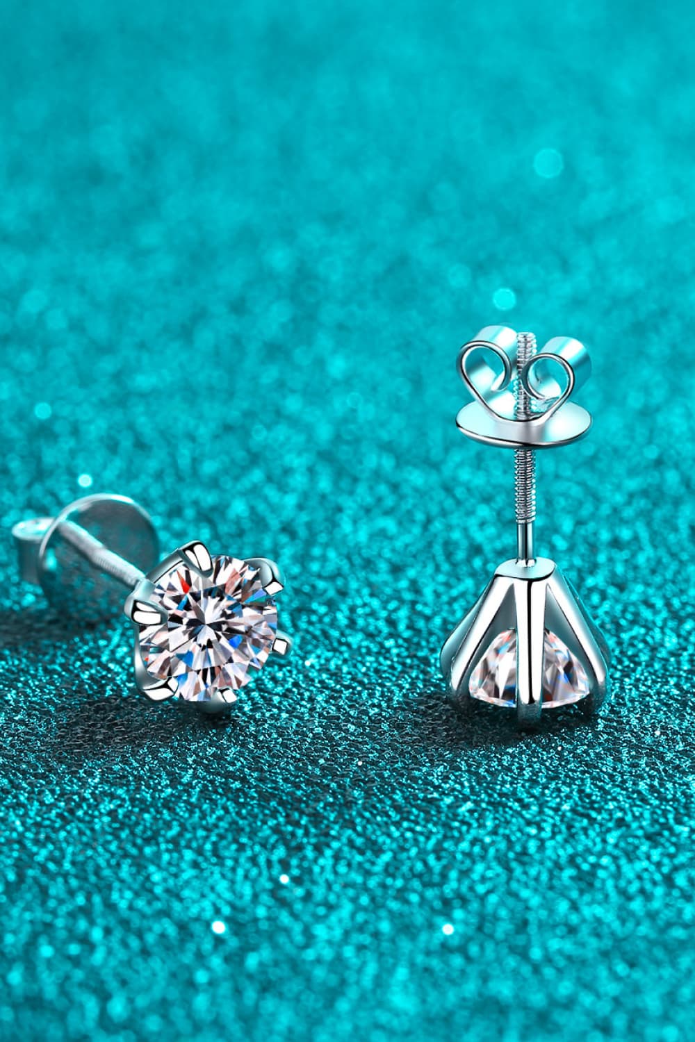 1 Carat Moissanite Rhodium-Plated Stud Earrings - Image 4