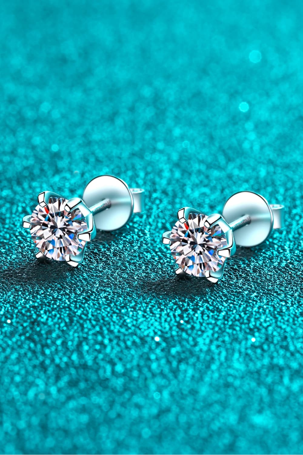 1 Carat Moissanite Rhodium-Plated Stud Earrings - Image 5