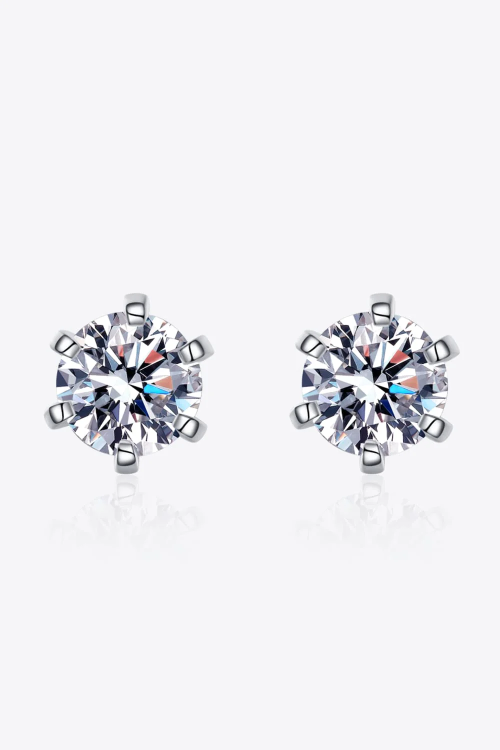 1 Carat Moissanite Rhodium-Plated Stud Earrings - Image 7