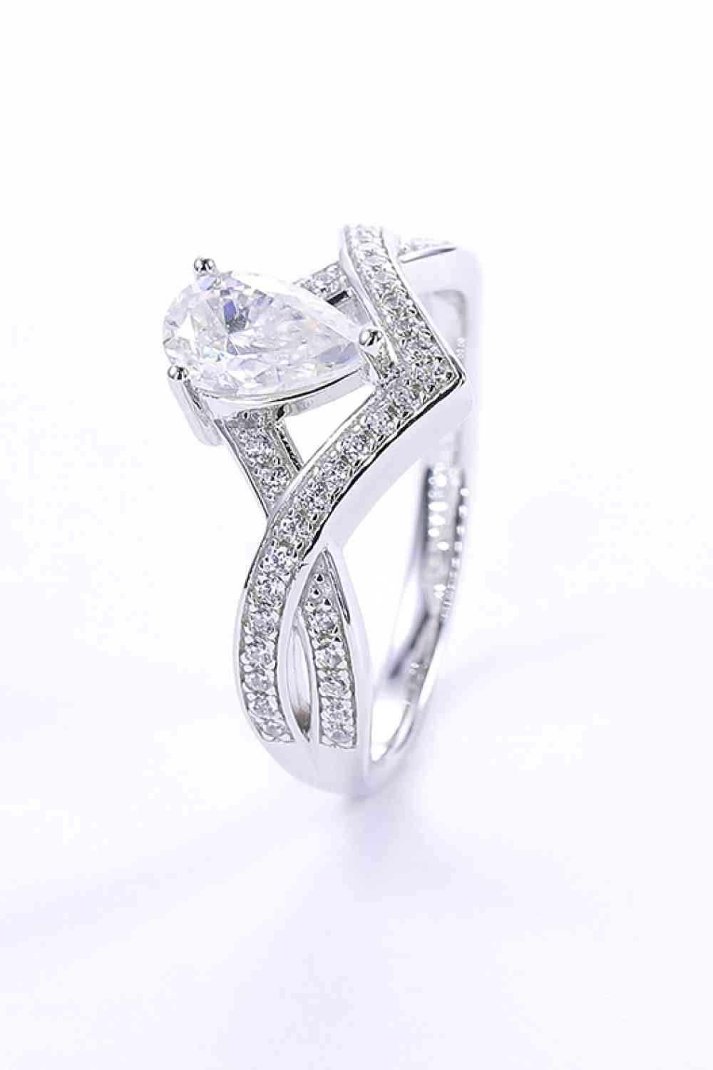 1 Carat Moissanite Teardrop 925 Sterling Silver Ring - Image 3