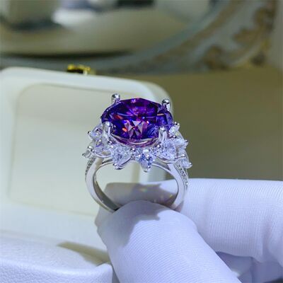 10 Carat Moissanite 925 Sterling Silver Flower Shape Ring - Image 4