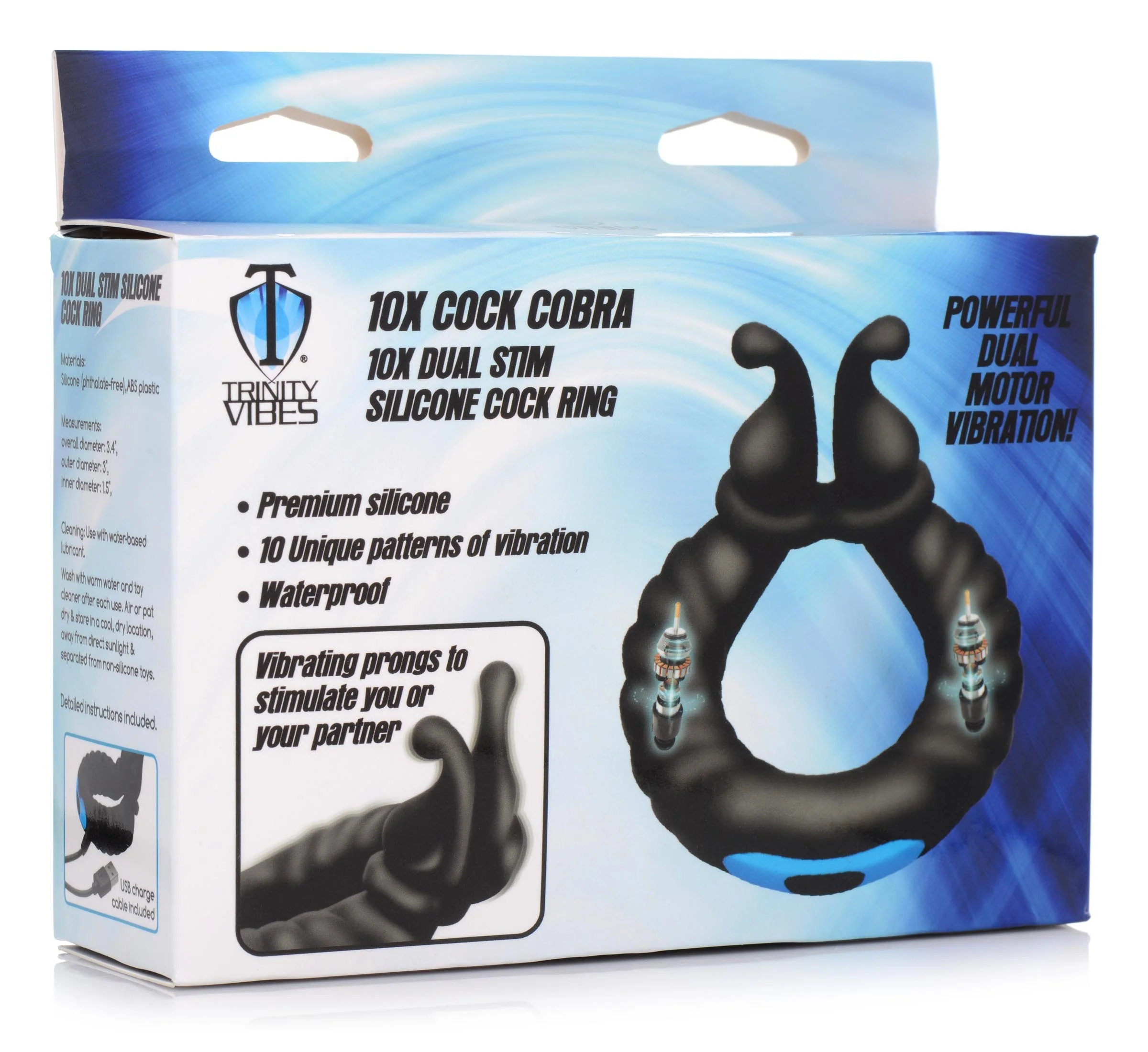 10x Cobra Dual Stimulation Silicone Cock Ring - Image 3
