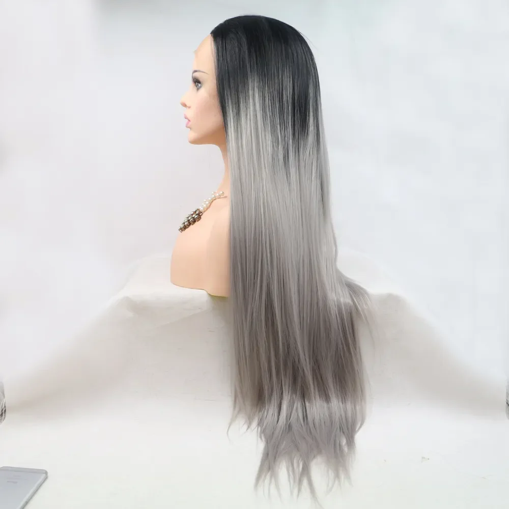 13*3" Lace Front Wigs Synthetic Long Straight 24" 130% Density - Image 3