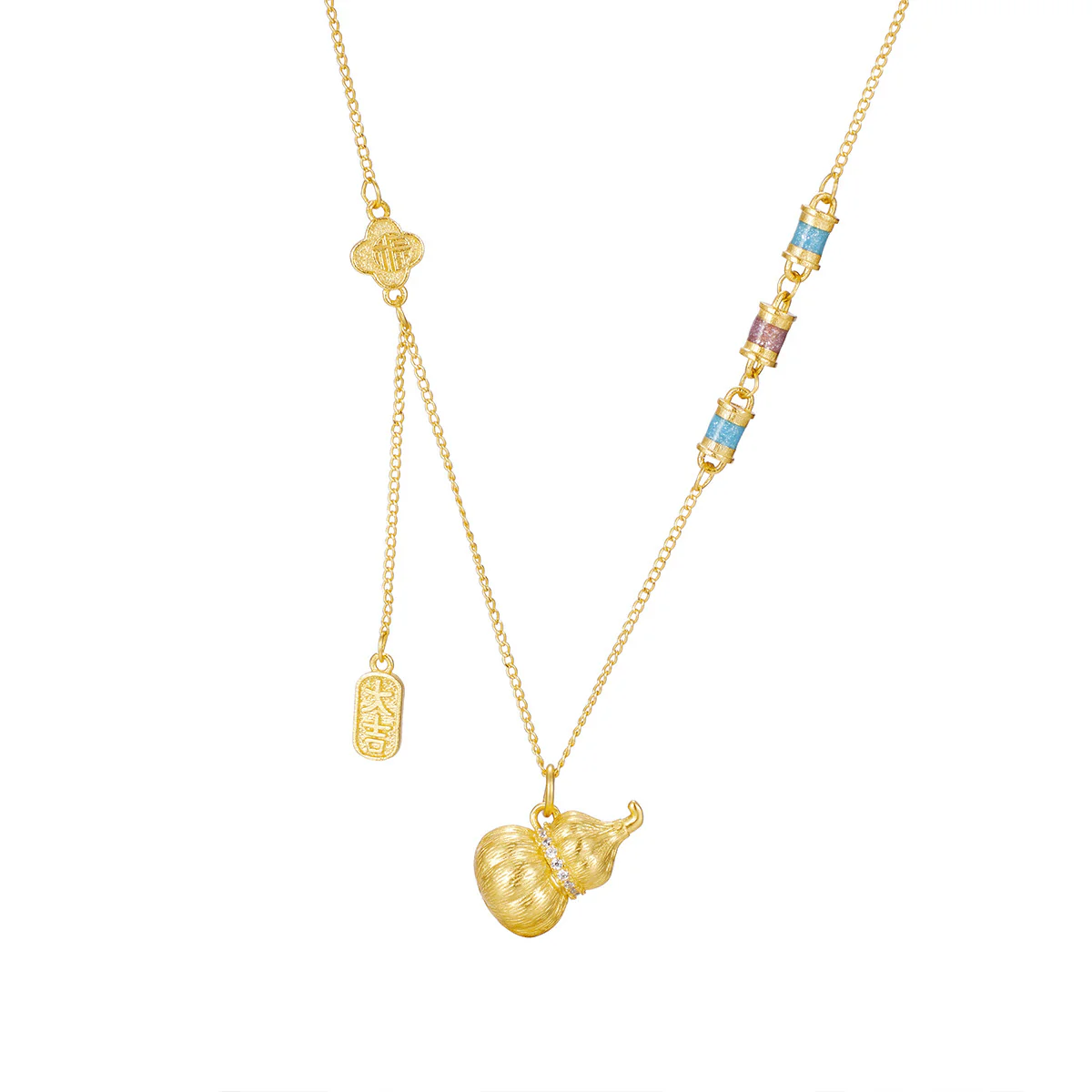 18K Gold-Plated Gourd Pendant Necklace - Image 5