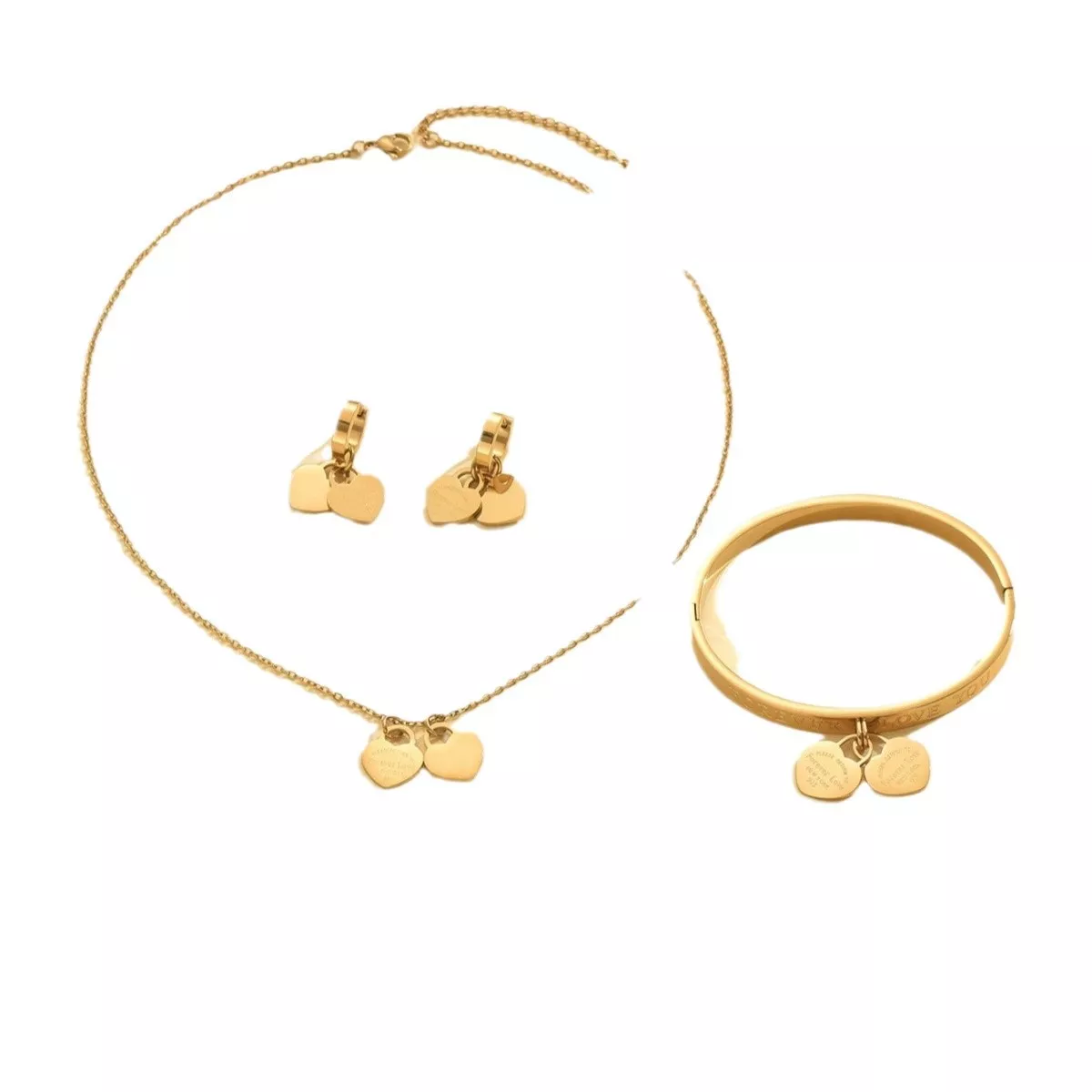 18K Gold-Plated Heart Jewelry Set - Image 3