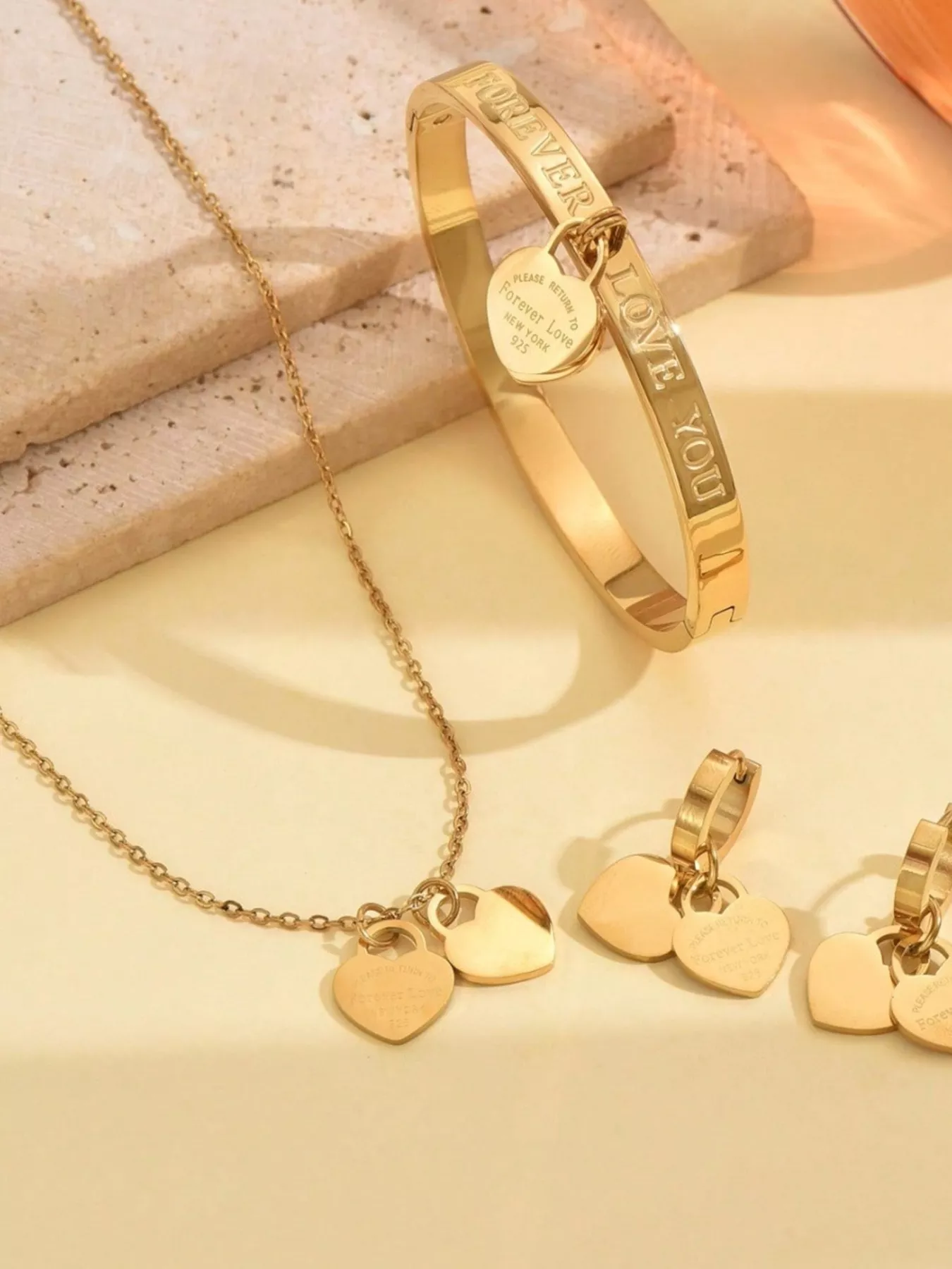 18K Gold-Plated Heart Jewelry Set - Image 5
