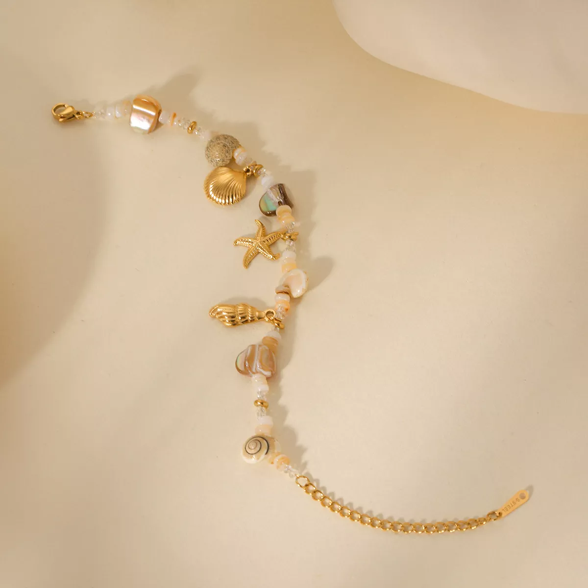 18K Gold-Plated Shell Charm Bracelet - Image 6