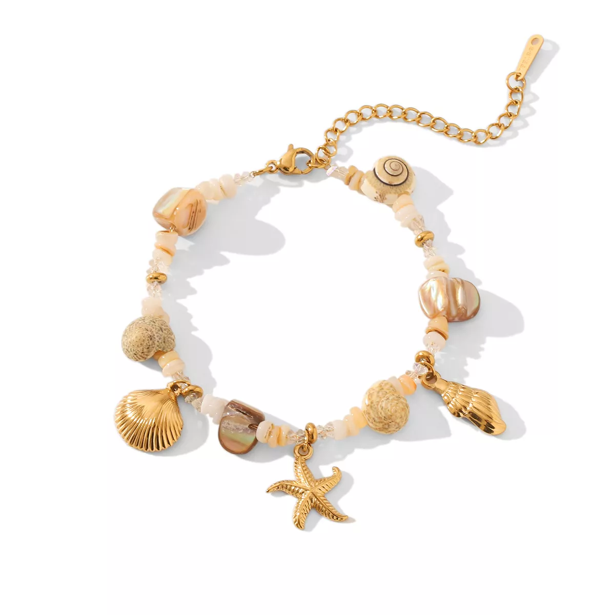18K Gold-Plated Shell Charm Bracelet - Image 7