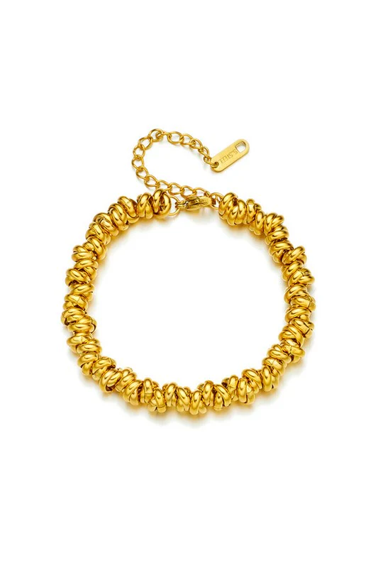 18K STAINLESS STEEL TWISTED BEAD BRACELET - Image 8