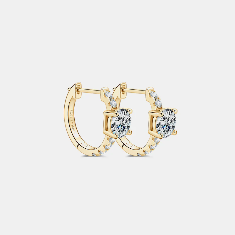 2.36 Carat Moissanite Zircon 925 Sterling Silver Hoop Earrings - Image 4