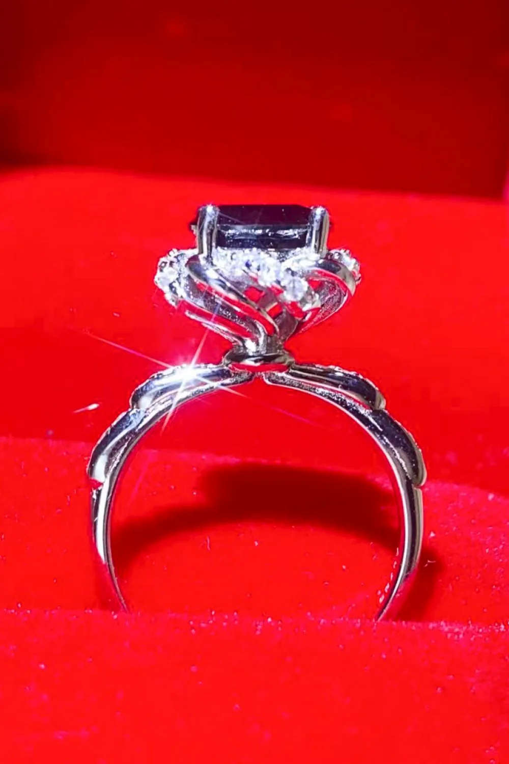 2 Carat Black Moissanite Floral Ring - Image 6