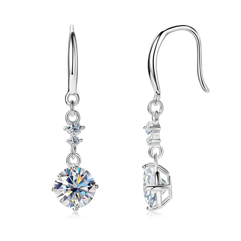 2 Carat Moissanite 925 Sterling Silver Earrings - Image 5