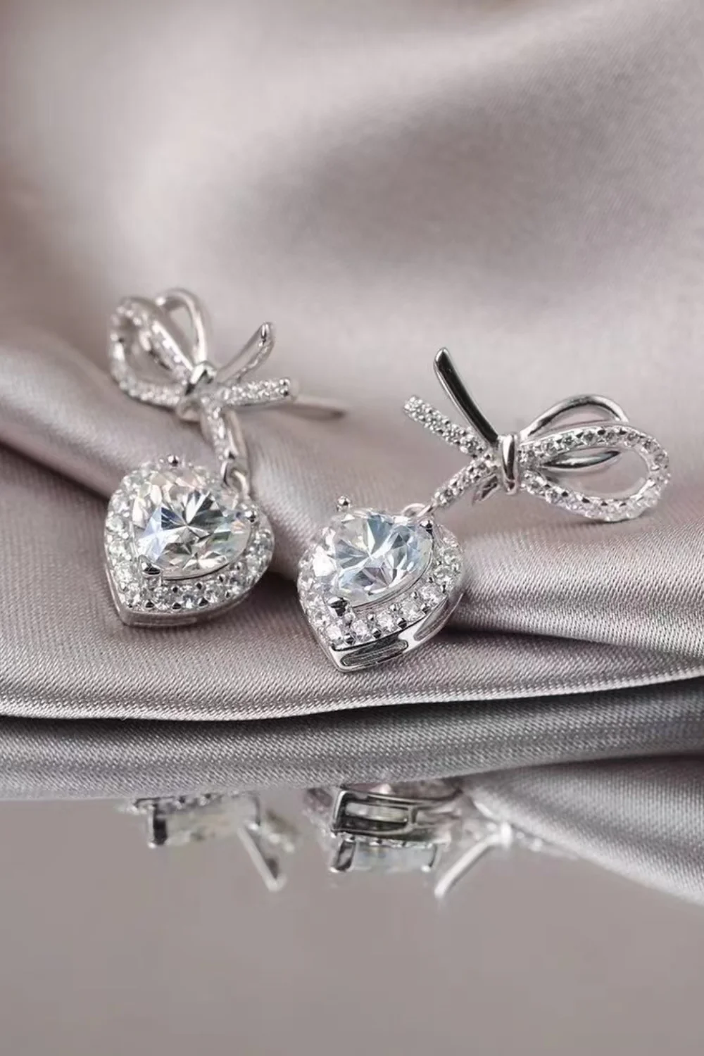 2 Carat Moissanite 925 Sterling Silver Heart Earrings - Image 2
