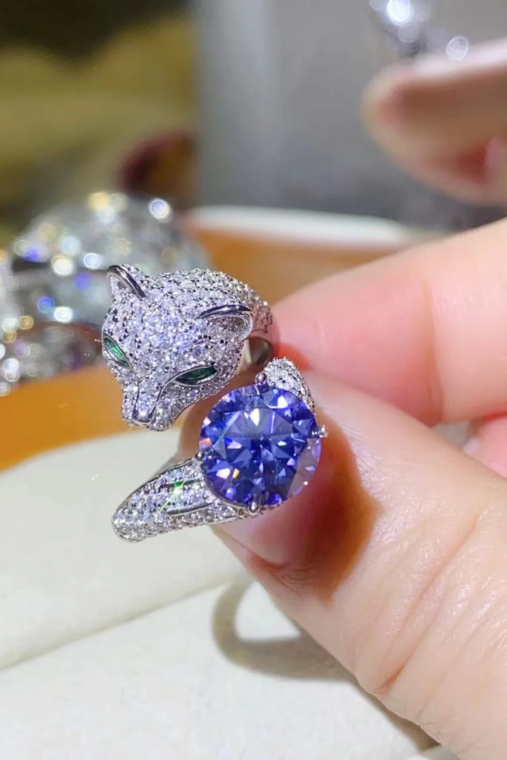 2 Carat Moissanite Adjustable Animal Bypass Ring - Image 8