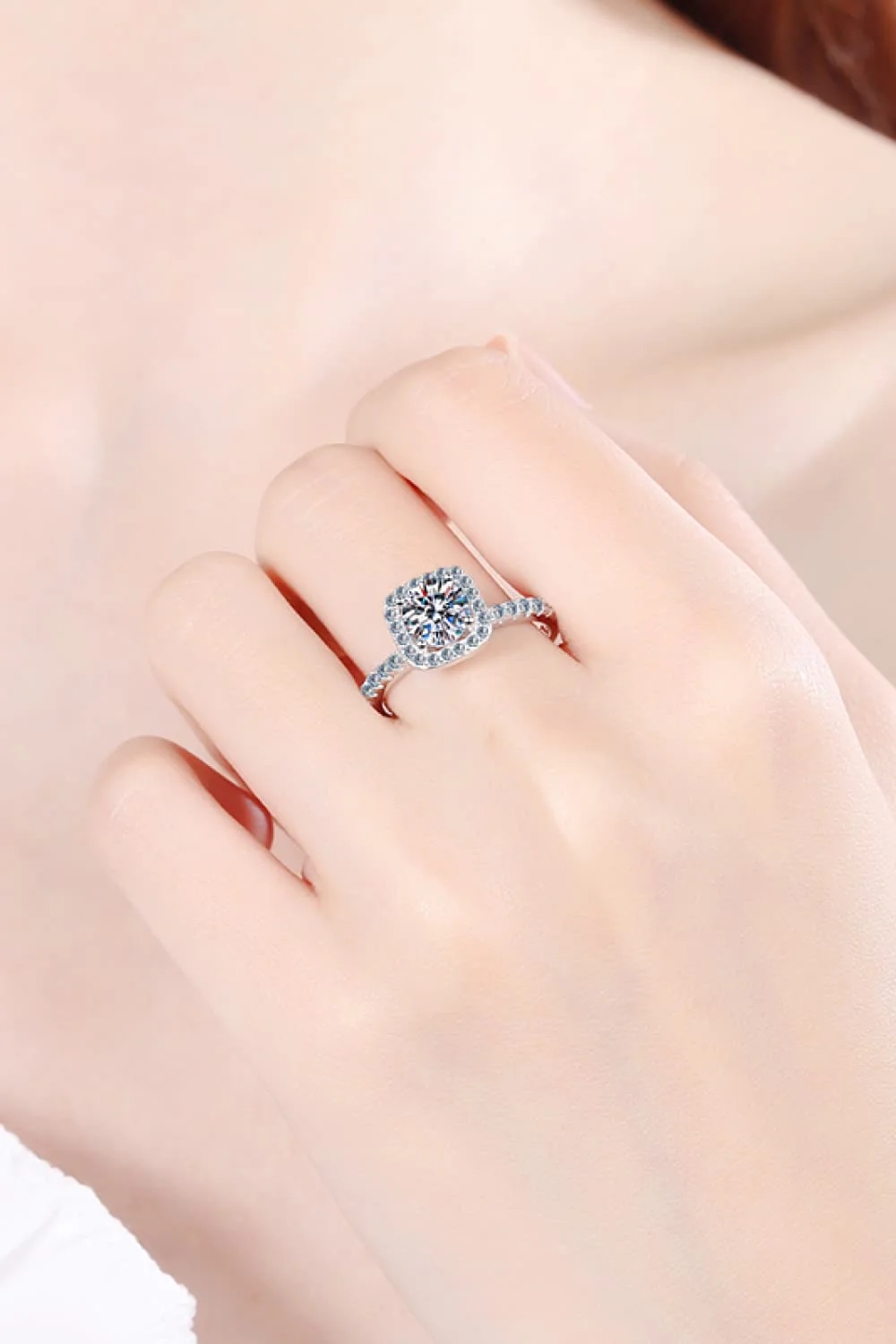 2 Carat Moissanite Square Halo Ring - Image 2