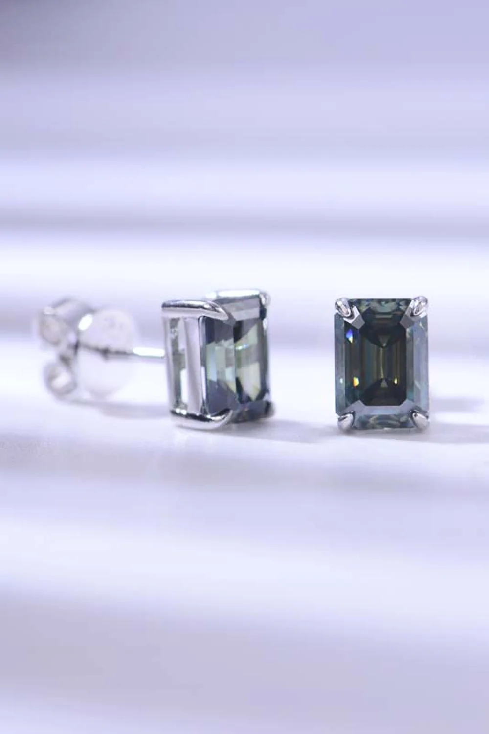 2 Carat Moissanite Stud Earrings in Green - Image 3