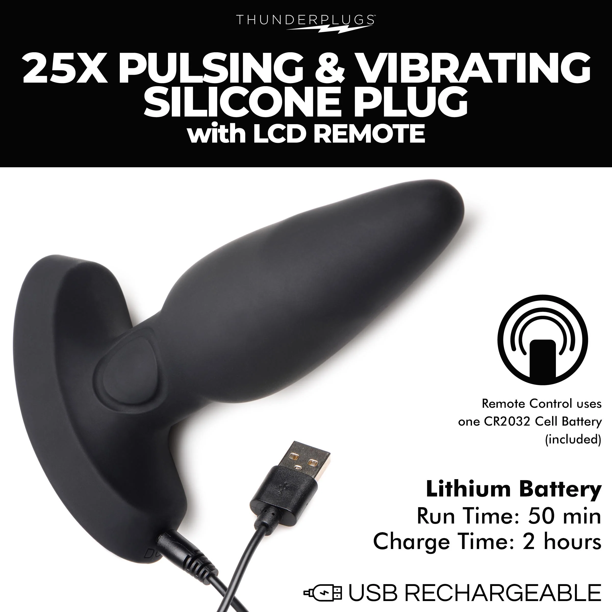 25x Pulsing And Vibrating Silicone Plug With Remote - Image 4