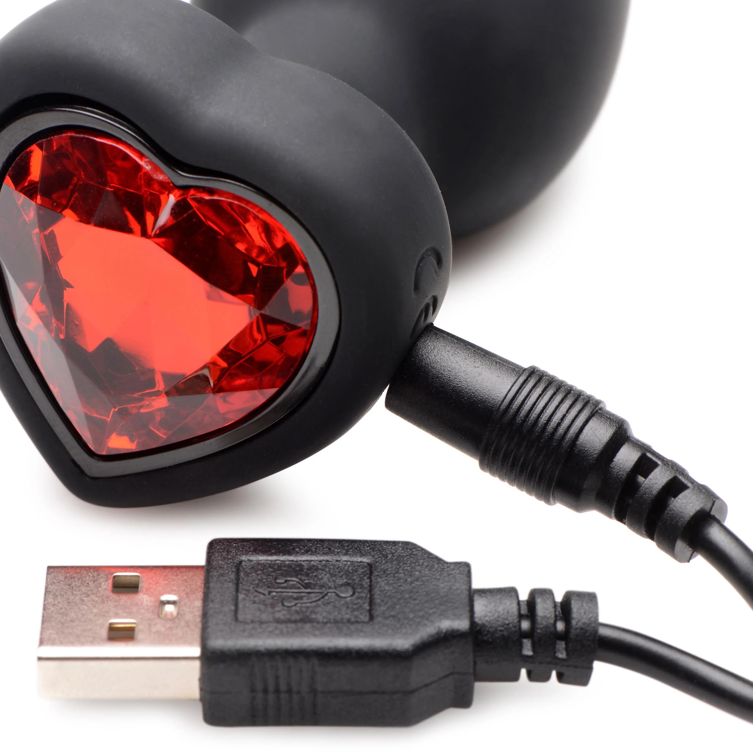 28x Vibrating Silicone Red Heart Anal Plug - Small - Image 3