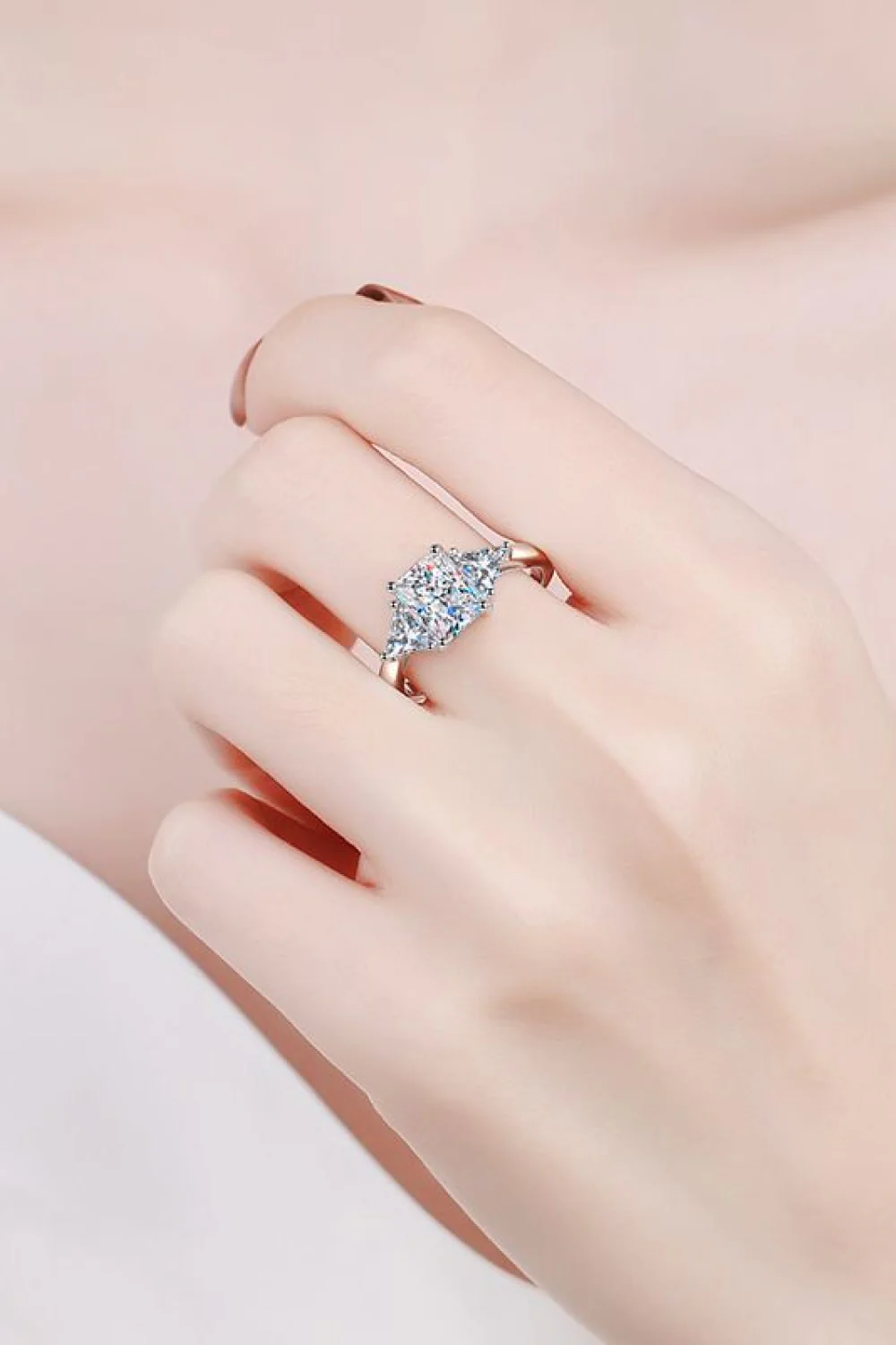 3 Carat Moissanite 925 Sterling Silver Rhodium-Plated Ring - Image 2