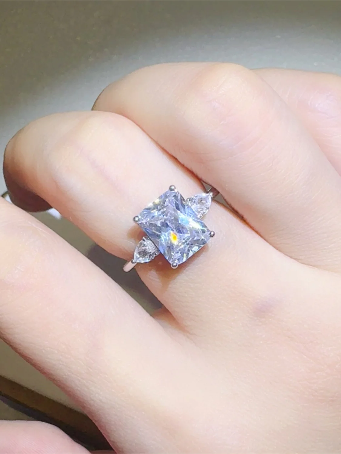 3 Carat Moissanite 925 Sterling Silver Square Shape Ring - Image 3