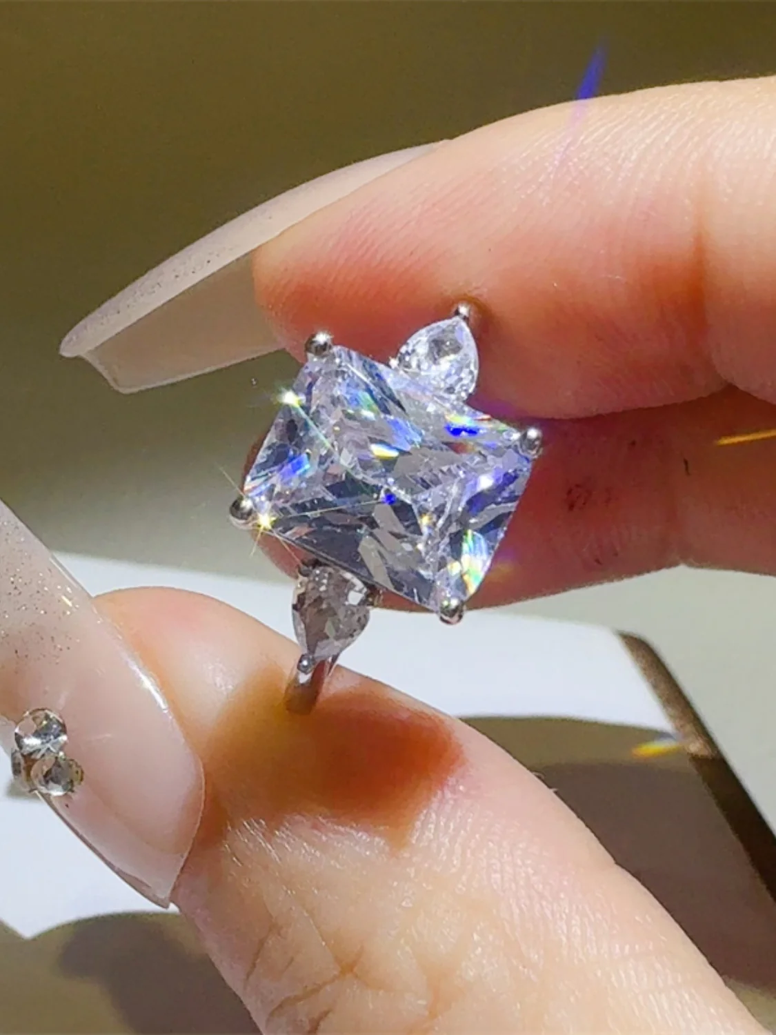 3 Carat Moissanite 925 Sterling Silver Square Shape Ring - Image 4
