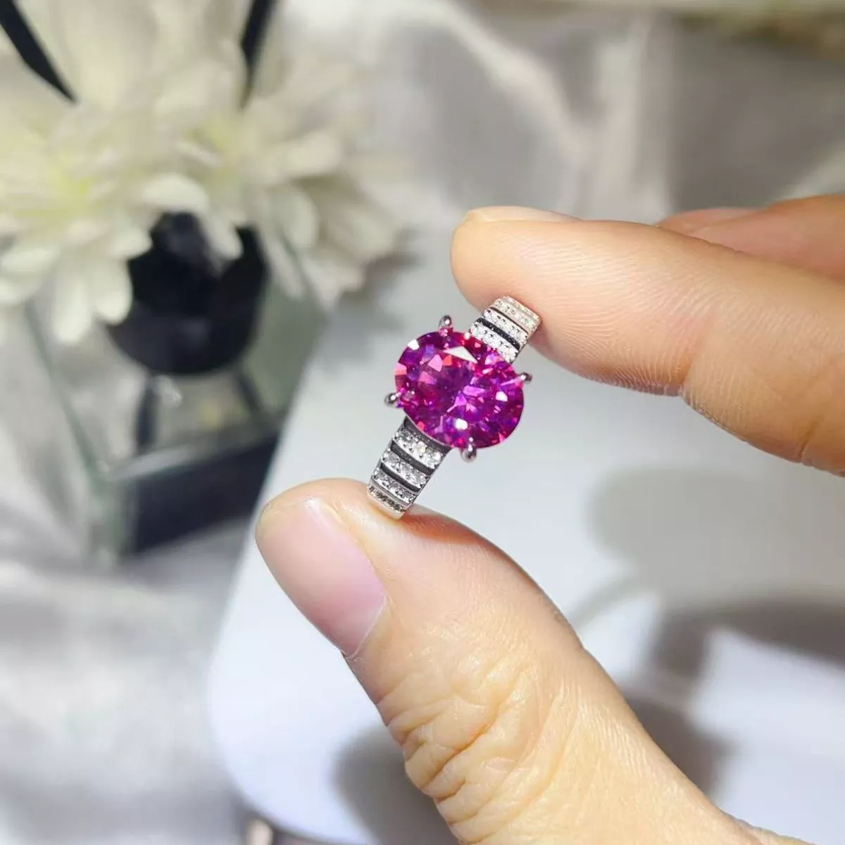 3 Carat Moissanite Oval 925 Sterling Silver Ring