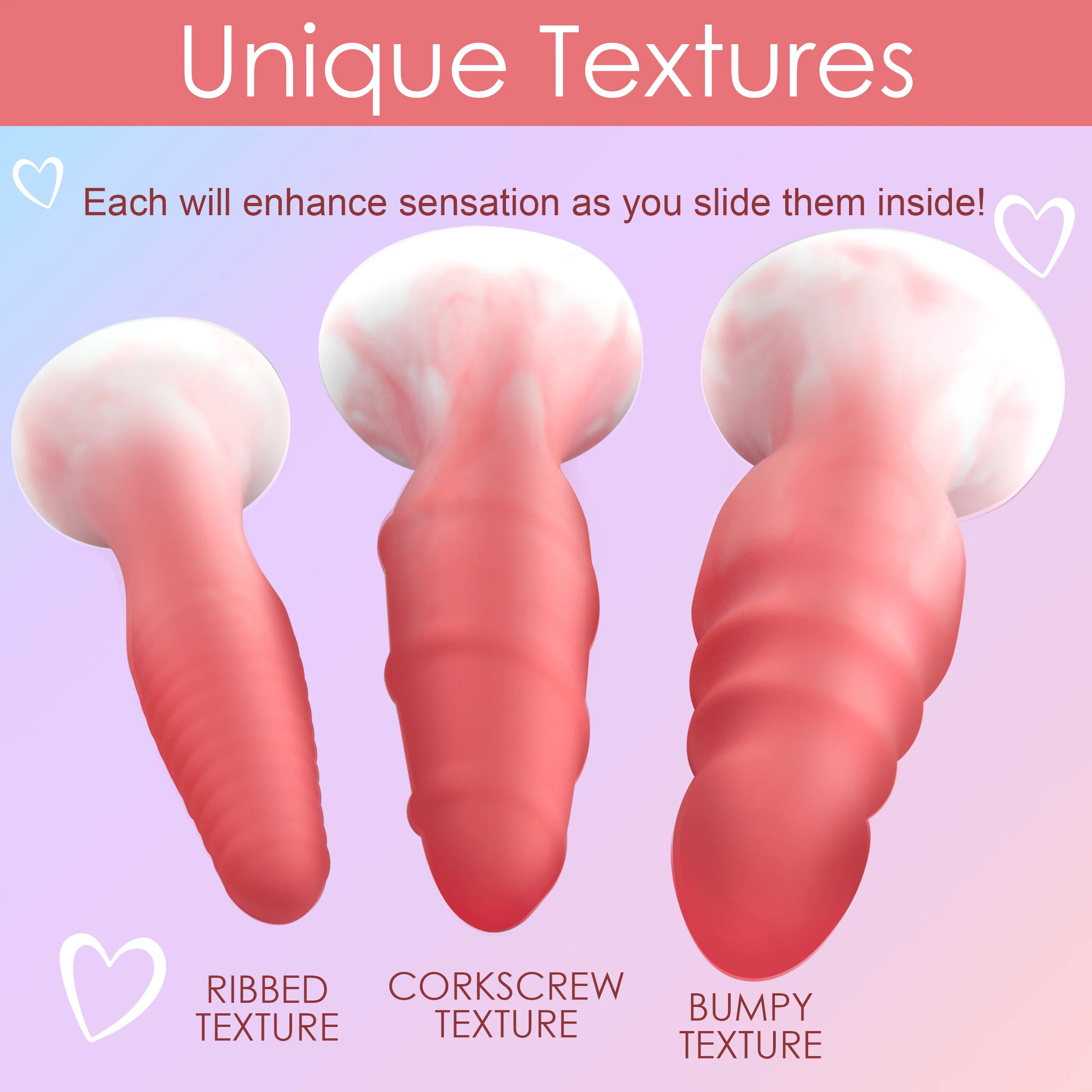 3 Piece Silicone Butt Plug Set - Pink - Image 10