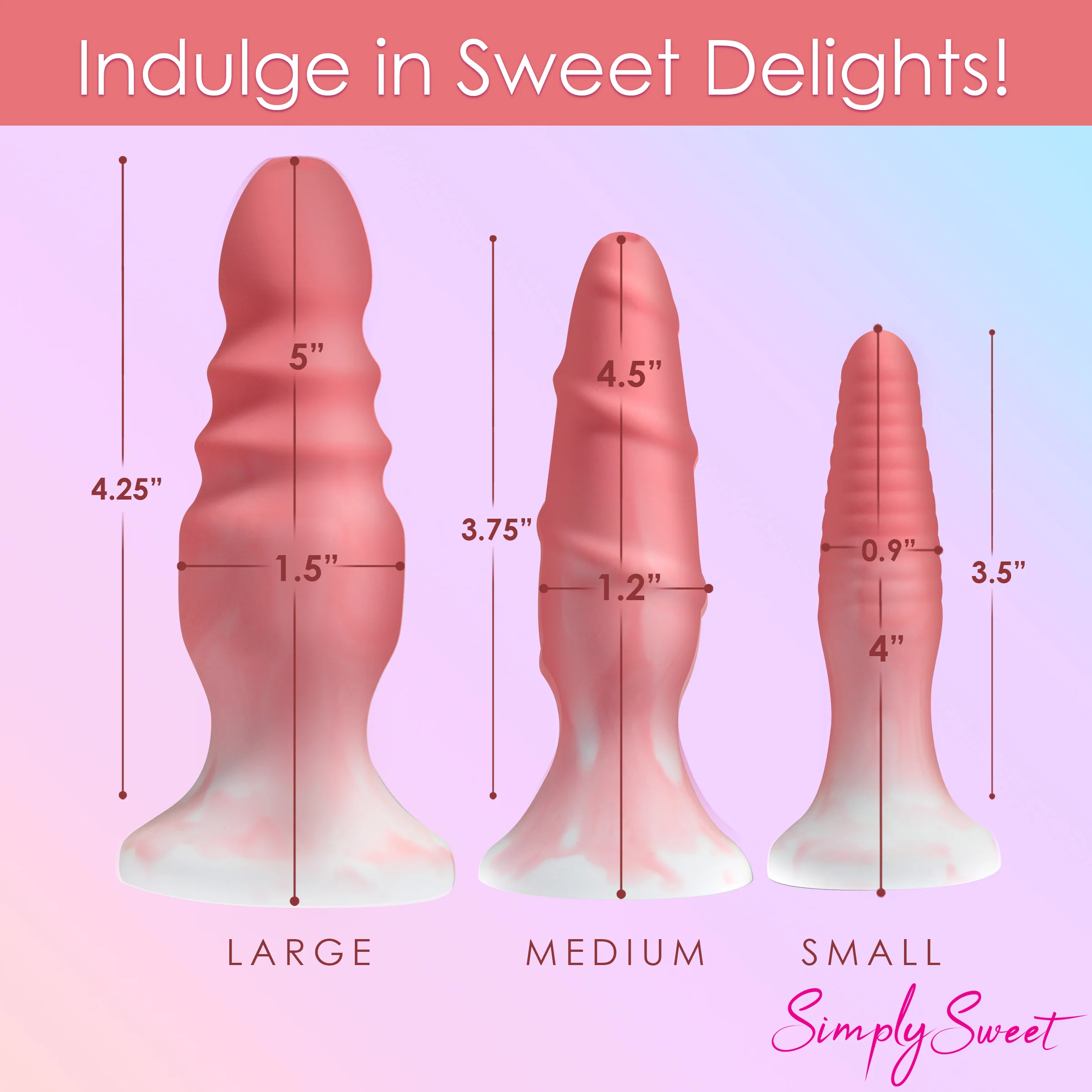 3 Piece Silicone Butt Plug Set - Pink - Image 9