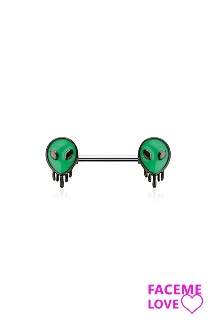 316L SURGICAL STEEL ALIEN FACE MELT NIPPLE RING - Image 4