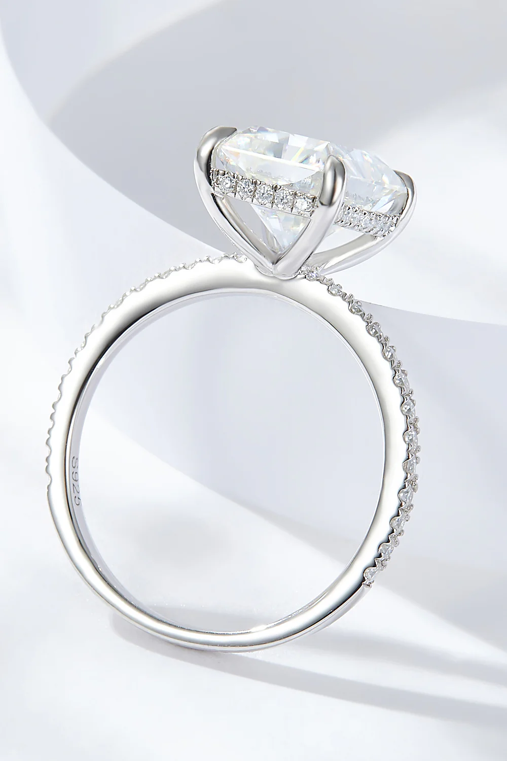4 Carat Moissanite 4-Prong Side Stone Ring - Image 4