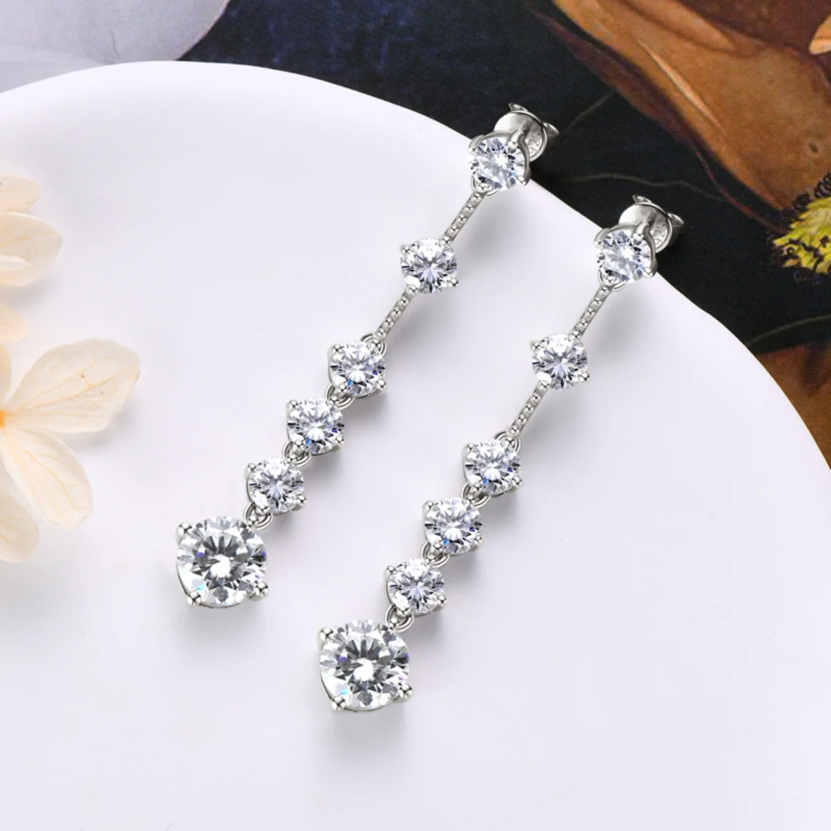 4 Carat Moissanite 925 Sterling Silver Earrings - Image 2