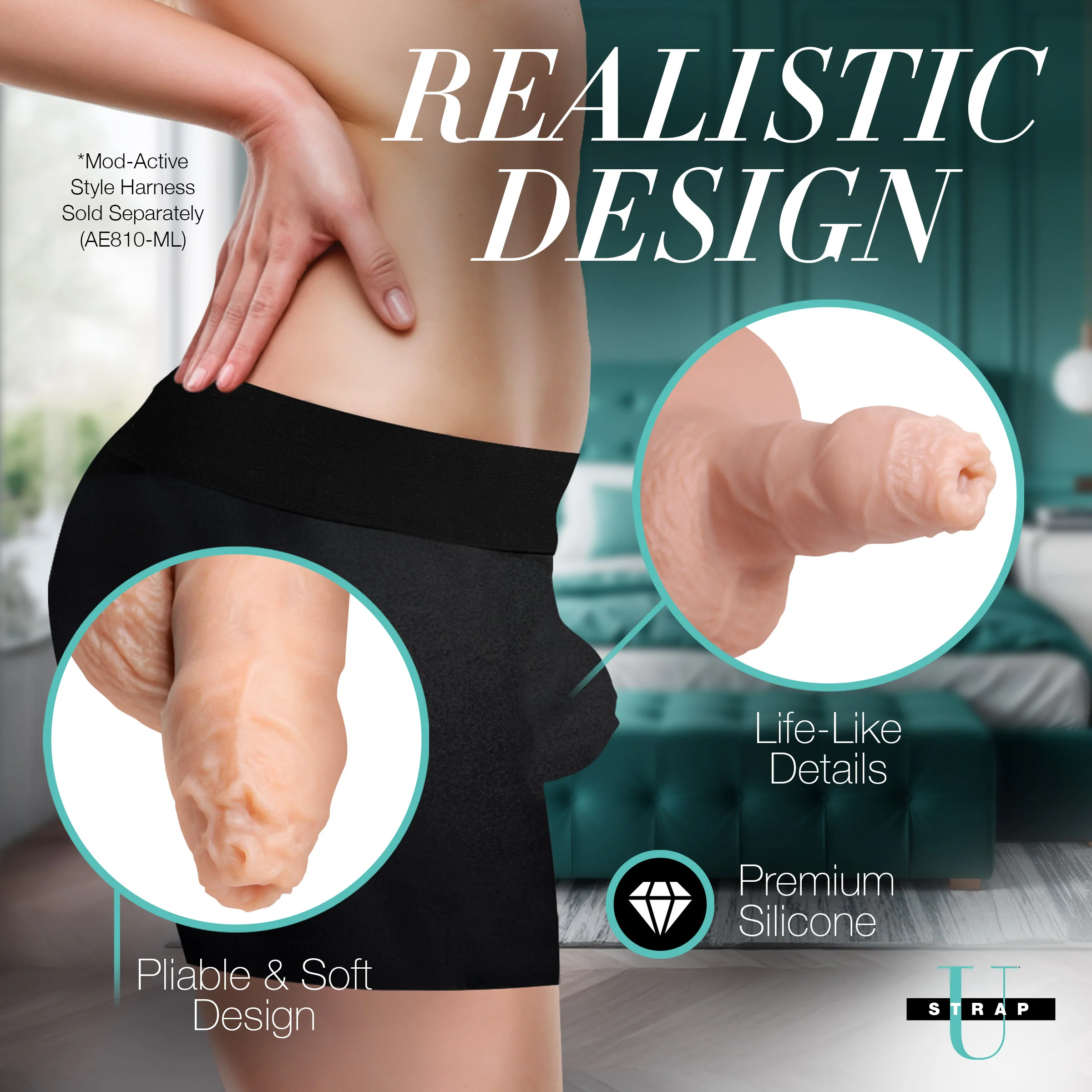 5.1" Uncut Silicone Packer Dildo - Light - Image 5